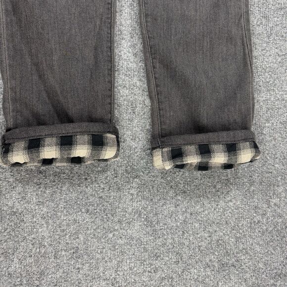 NWT Eddie Bauer Boyfriend Flannel Lined Midrise Straight Jeans Charcoal Size 2 - Picture 7 of 12